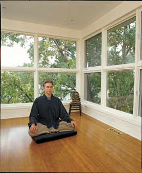Richard Freeman, director of the Yoga Workshop in Boulder, Colorado, has created a sacred area for his meditation space.